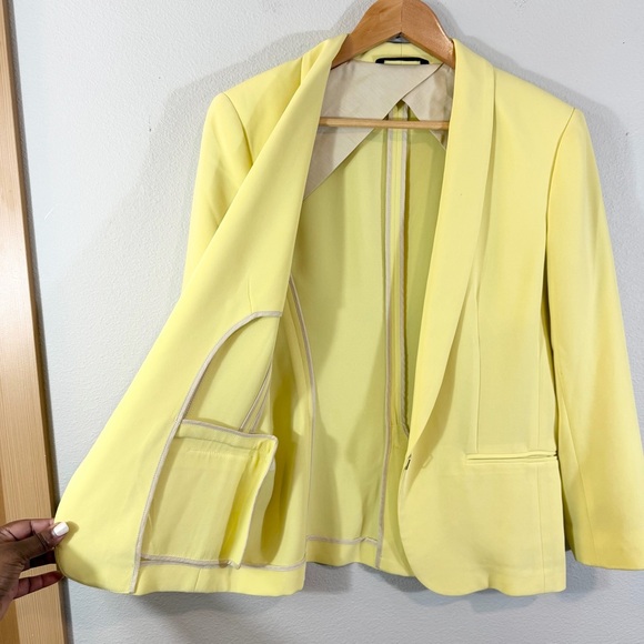 rag & bone Crepe Tuxedo Jacket Blazer Size 6 Chartreuse Yellow Preppy Academia - Picture 6 of 13